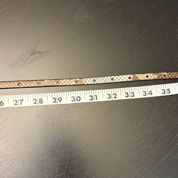 J Crew Snakeskin Print Genuine Leather Made in USA Women’s M Skinny Belt - Picture 6 of 8